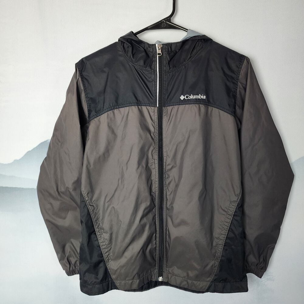 Columbia Kids Black / Gray Full Zip Windbreaker | Kids L (14/16)